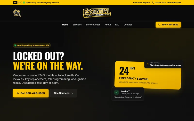 Essential Auto Locksmith website